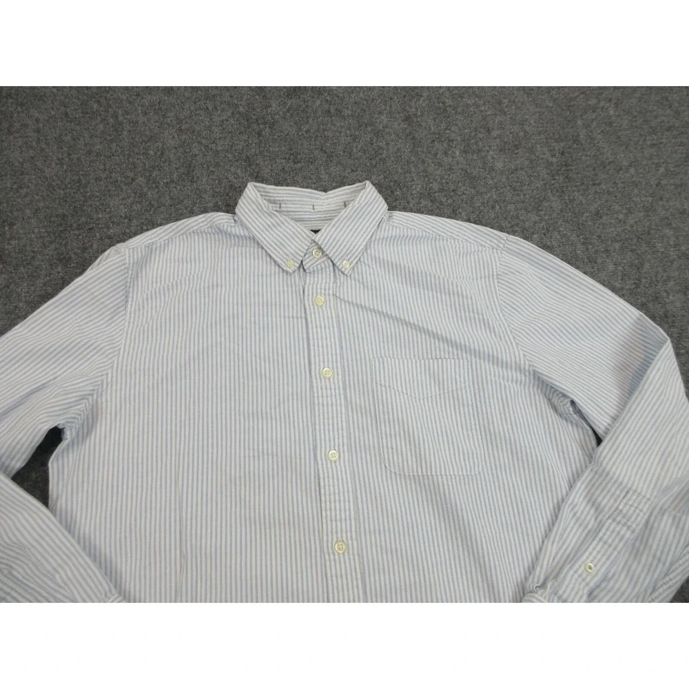 Banana Republic Shirt Mens L Blue Striped Cotton Long Sleeve Button Down Casual